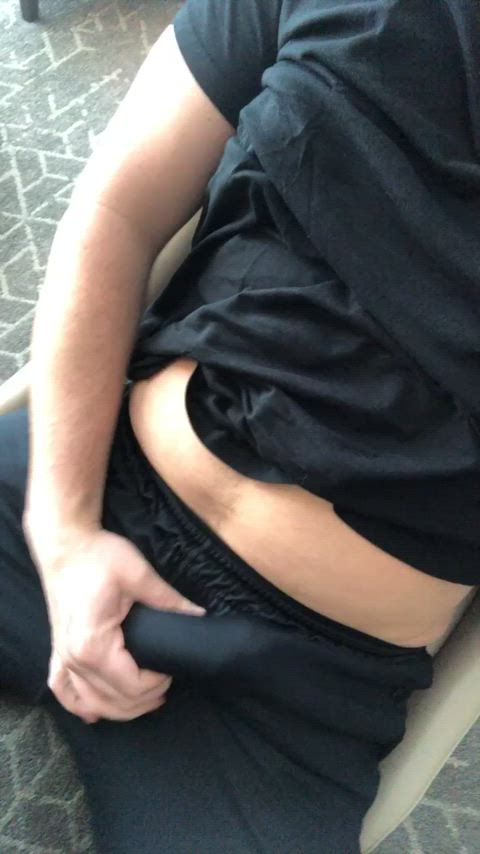 bulge cock flashing hard gif