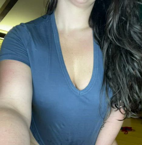Hard to tell how big these natural tits are under there. Watch my drop and bounce