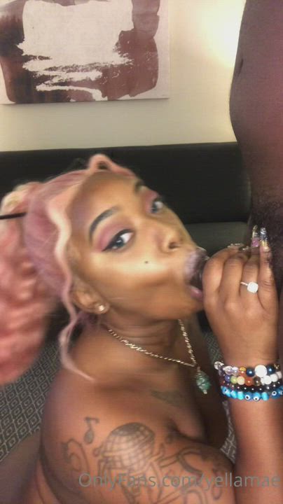 Blowjob Ebony Couple Spit Porn GIF by blackredgiffs