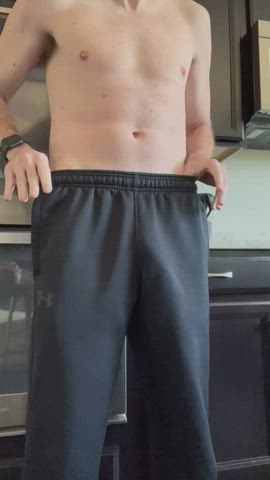 (42) Slowly taking off my pants in the kitchen for you.