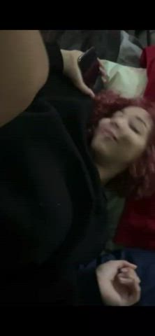 Her boyfriend keeps sliding in and out of her while she’s trying to be quiet on