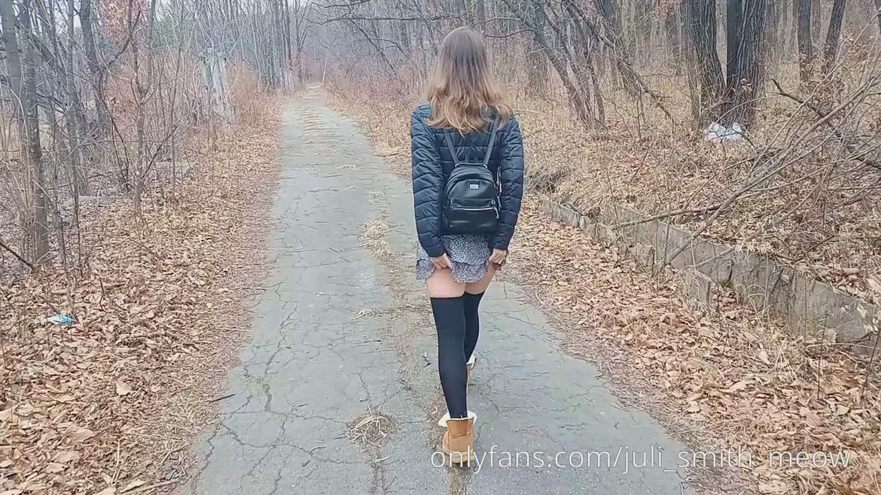 Exhibitionism Exhibitionist Knee High Socks Outdoor Public Upskirt gif