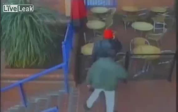 Kicking a disabled man down a flight of stairs