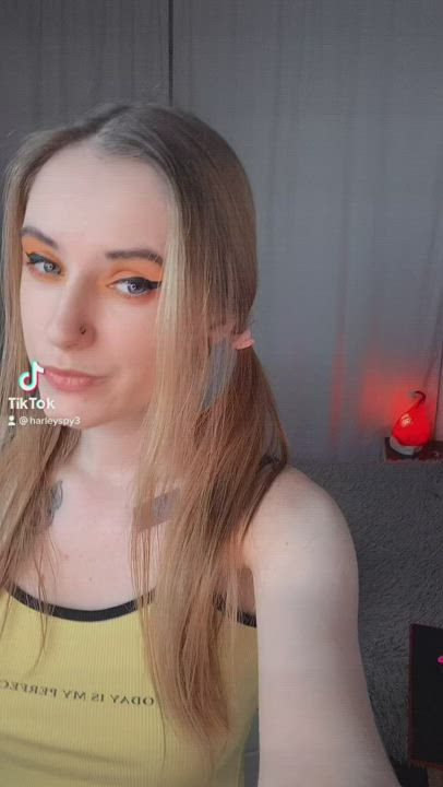 Babe Blonde Boobs Small Tits Tattoo TikTok gif