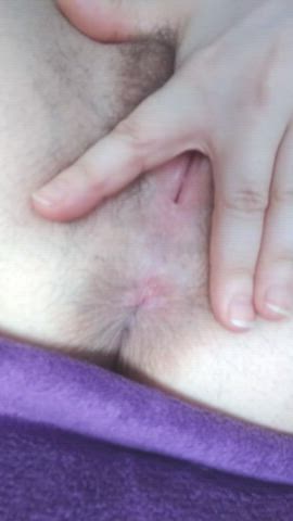 Pink, tight and so needy it's twitching.