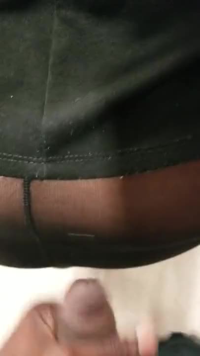 CUMMING ON STOCKINGS IN THE STORE