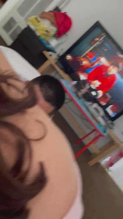 Amateur Cuckold Latina Thick Threesome gif