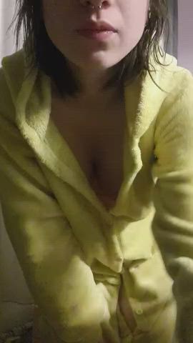 boobs short hair small nipples squeezing stripping teen r/titsworship gif