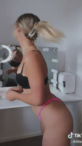 Ass Blonde Thong gif