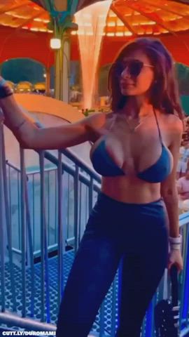amateur big ass big tits bikini cleavage compilation dancing festival public gif