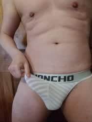 Big Dick Cock Male Masturbation Penis Strip Thick Cock Thong Underwear gif