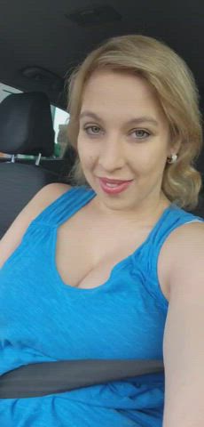 Cute giggly flash at the gas station