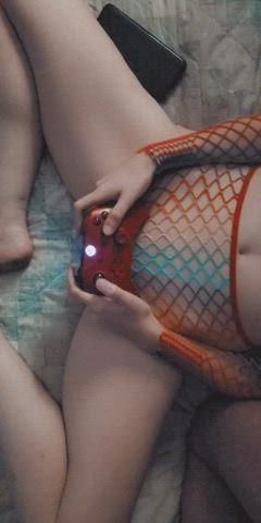 alt fishnet gamer girl glasses goth sexy gaming couple gif
