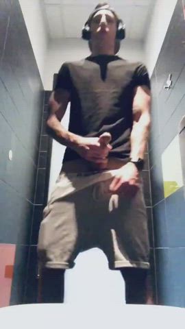 Boy jerking off in the toilets