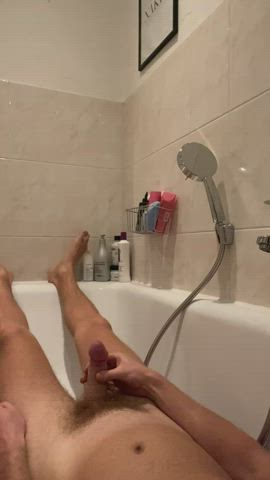 Golden shower in the shower After long day at work