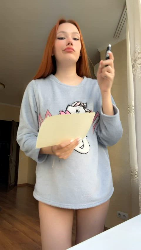 cute onlyfans redhead teen tits gif