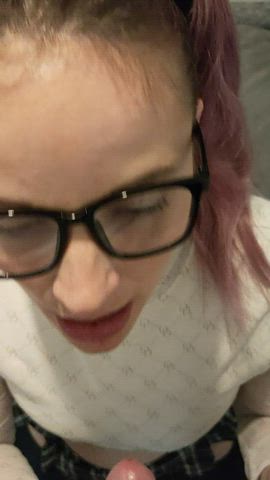 Blowjob Cum In Mouth Glasses Nerd Porn GIF by littlemispeach
