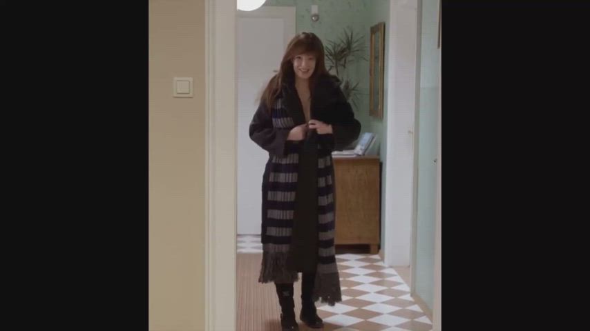 actress european exhibitionist flashing hairy pussy natural tits slow motion gif