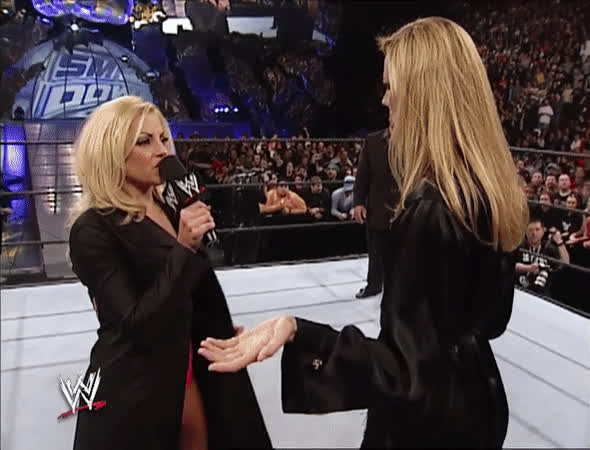 blonde boots bra panties stacy keibler strip trish stratus gif