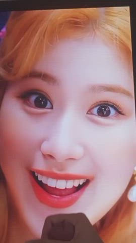 TWICE SANA. She was surprised my cum.