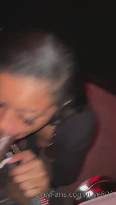 Amateur Blowjob Ebony Couple Public gif
