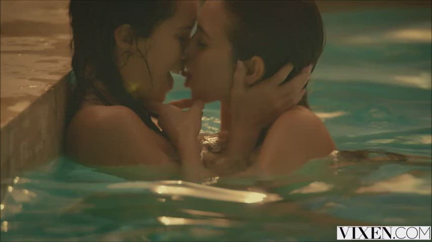Megan Rain Pool Riley Reid Threesome gif