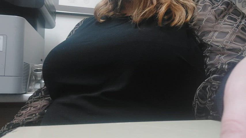 huge tits public work gif