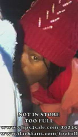 Young Black chick gagging on dick