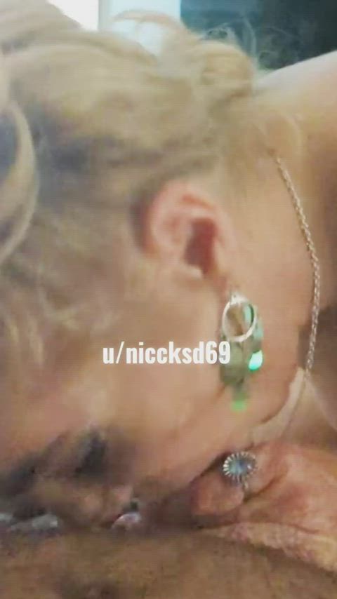 bbc big dick blonde blowjob cock deepthroat homemade hotwife interracial milf gif