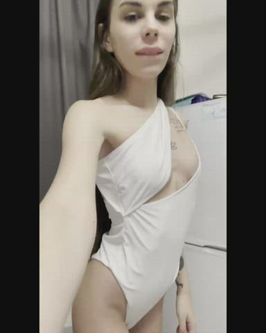 bikini boobs brunette gif