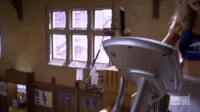 Aly Michalka - Hellcats - E3 - working out and talking in cheer practice outfit