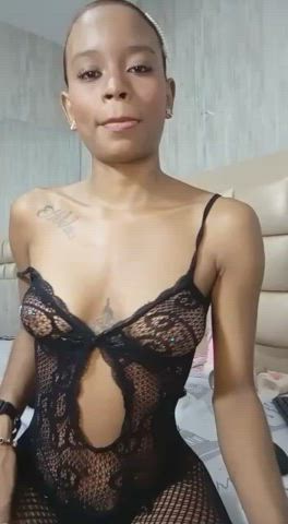 Ebony Oil Piercing Small Tits gif