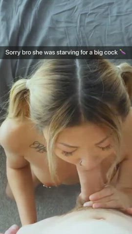 Your cute GF had a secret fantasy - sucking a big cock
