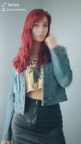 Nude Redhead Striptease TikTok gif