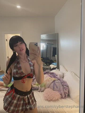 brunette skirt smile gif