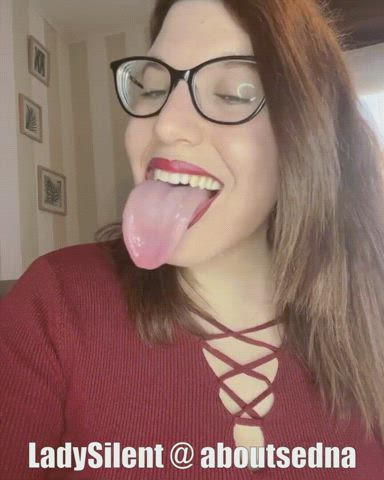 Glasses Lips Lipstick Long Tongue Spit Tongue Fetish gif