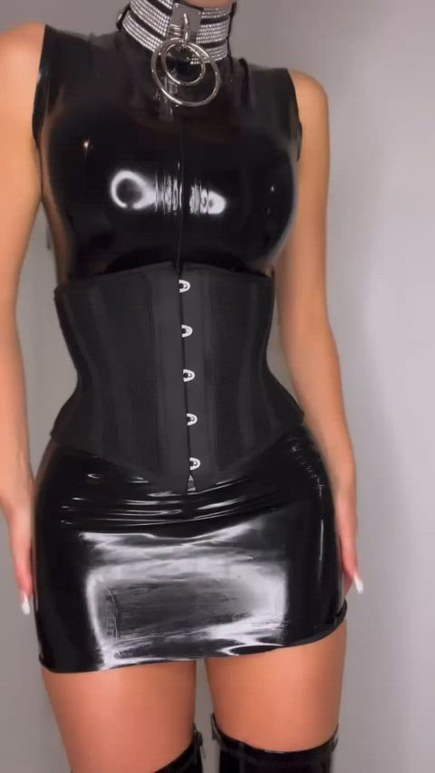 corset fake tits latex gloves skirt gif