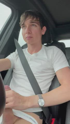 I’ll watch the road, you watch my cock