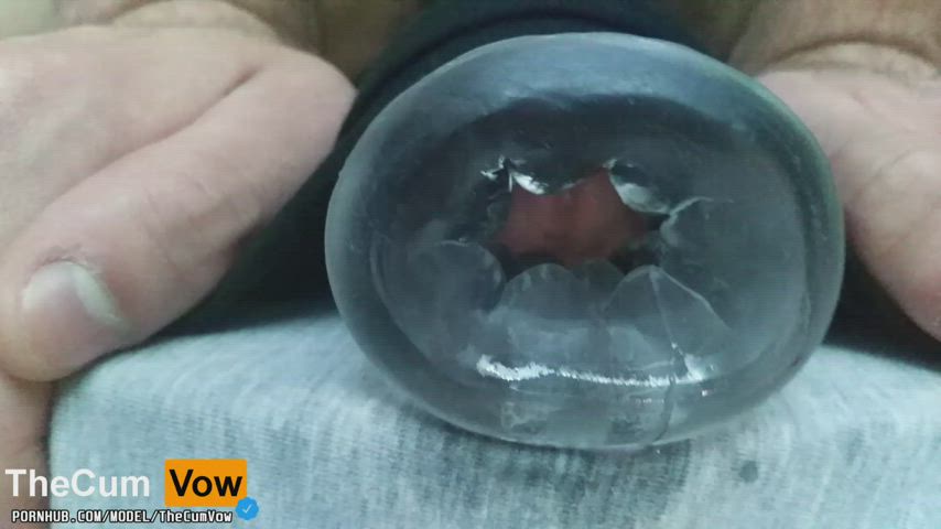 CLOSE UP: My cock dripping thick Cum for you, put your tongue behind the toy ??