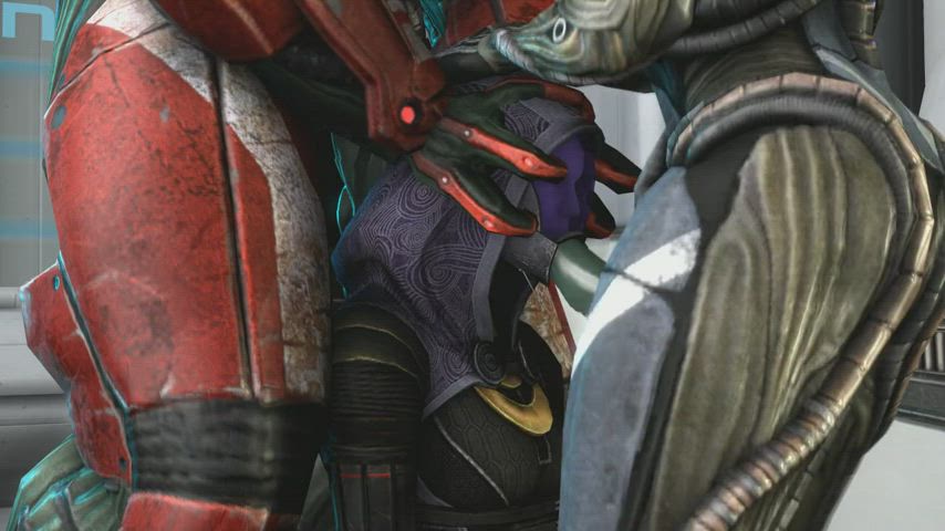 3d alien animation blowjob deepthroat face fuck mask threesome throat fuck gif