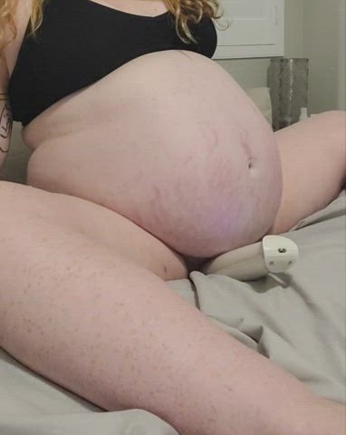 MILF Magic Wand Orgasm Pregnant Redhead gif