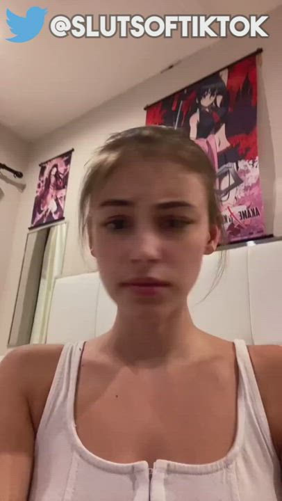 18 Years Old Amateur Dancing OnlyFans Stripping Teasing Teen TikTok gif