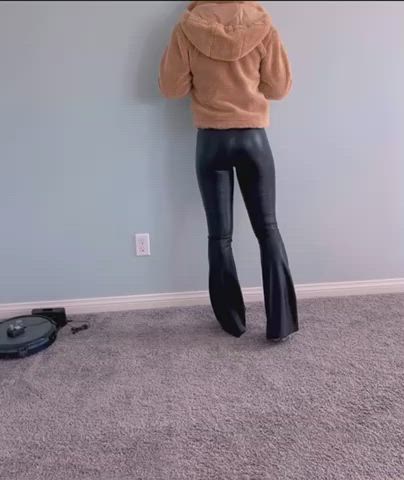 Cute Femboy Leather Leggings Sissy Tease Teasing gif