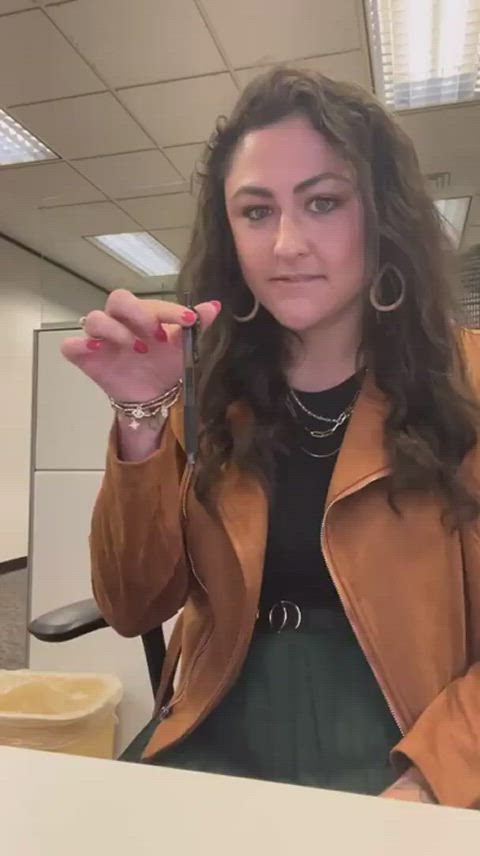 coworker flashing office pubic hair public pussy voyeur work gif