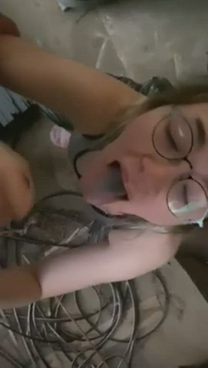 Blonde Blowjob Facial Glasses gif