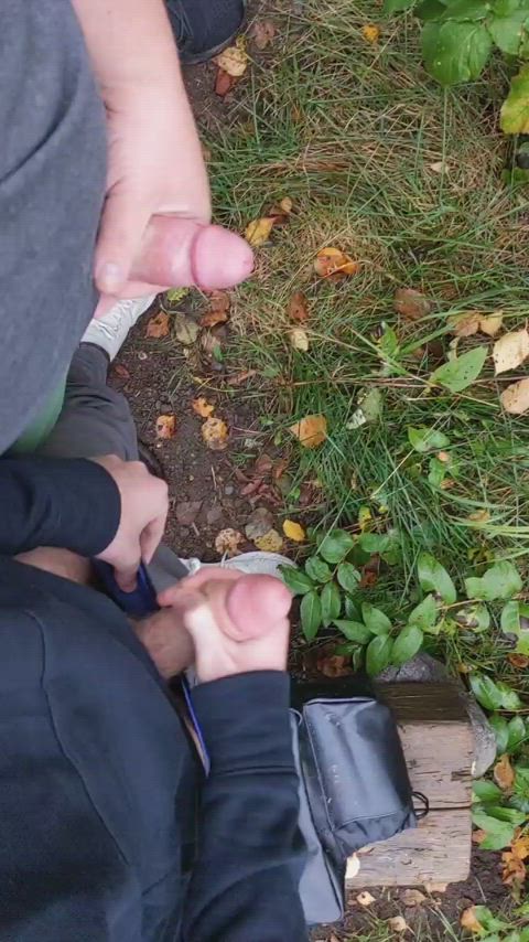 cumshot mutual masturbation outdoor gif