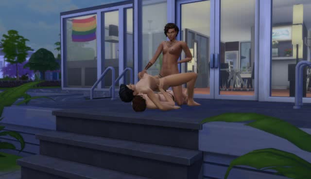 Lesbian double stuffed with butch cock