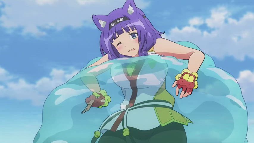 big tits hentai slime blue hair ecchi-anime hanime gif
