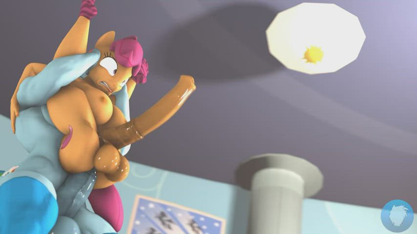 animation big balls cartoon cumshot ejaculation futanari muscular girl sfm size difference