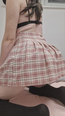 lifting my skirt for you, so you can see my full beauty <3